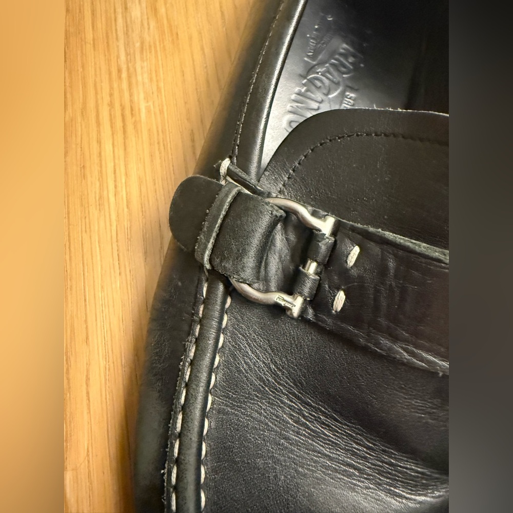 SALVATORE FERRAGAMO Black Leather Driving Mocs Size 9 D - Picture 8 of 16